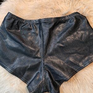 Derby Skinz Shiny Black and Silver Holographic Skate Shorts